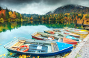 Colorful Boats on the Fusine Lake, Italy