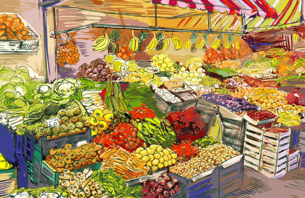 Farmers Market jigsaw puzzle in Fruits & Veggies puzzles on TheJigsawPuzzles.com