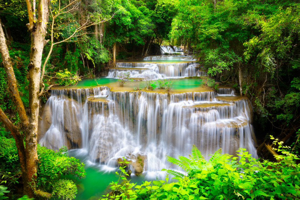 Huay Mae Kamin Waterfall, Thailand jigsaw puzzle in Waterfalls puzzles on TheJigsawPuzzles.com