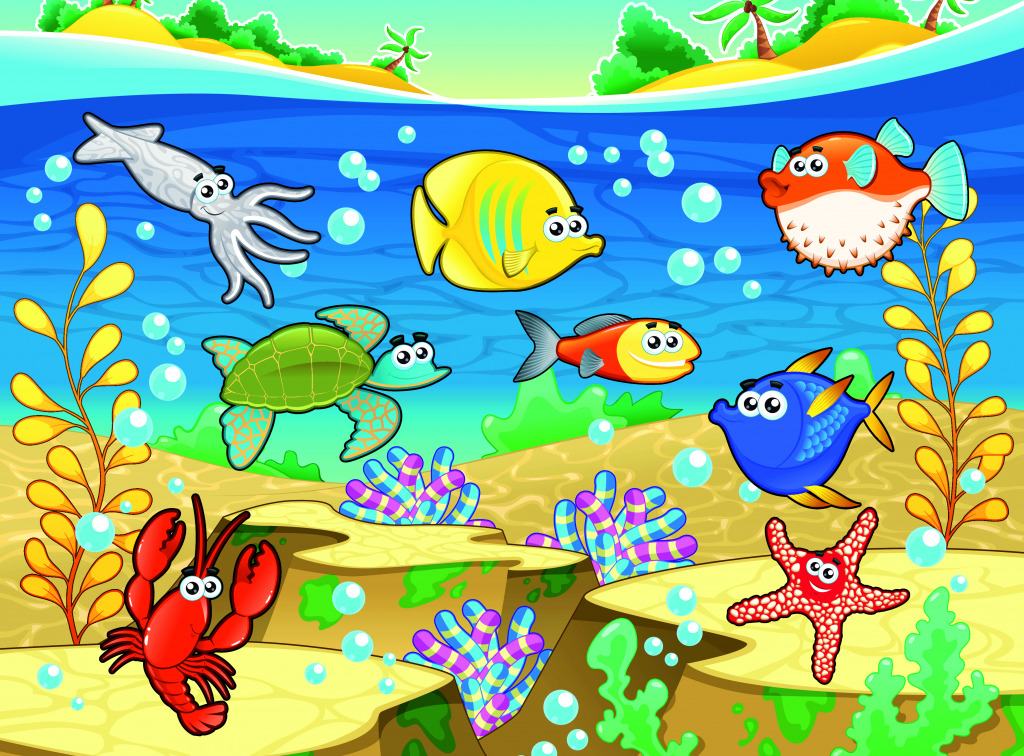 Família de peixes engraçados jigsaw puzzle in Oceano puzzles on TheJigsawPuzzles.com