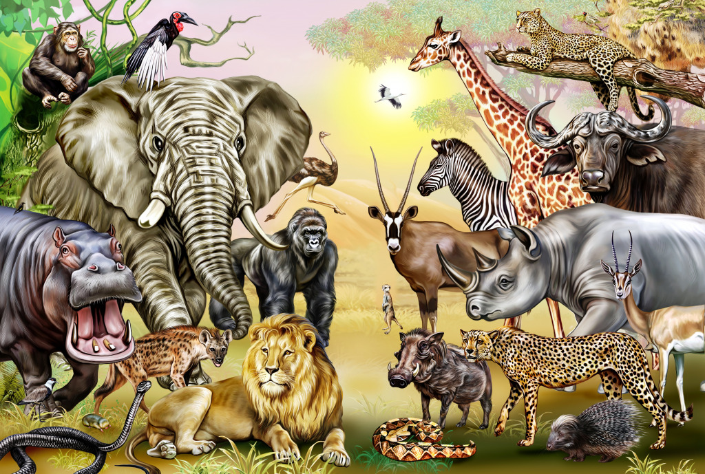 Afrikanische Tiere jigsaw puzzle in Puzzle des Tages puzzles on TheJigsawPuzzles.com