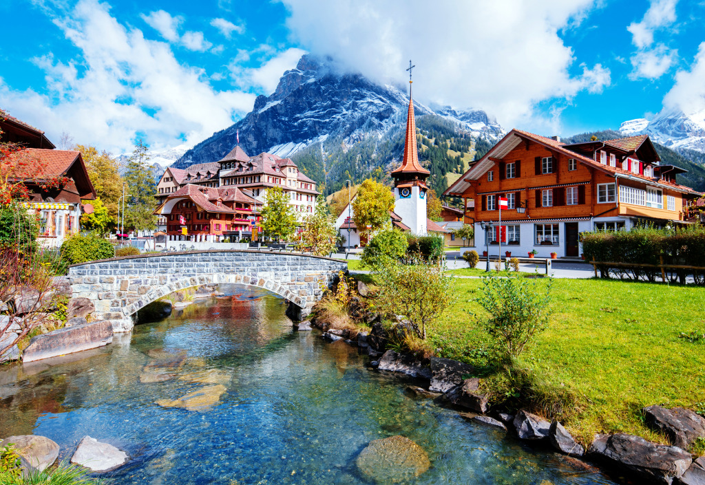 Village Kandersteg, Swiss Alps jigsaw puzzle in Puzzle of the Day puzzles on TheJigsawPuzzles.com