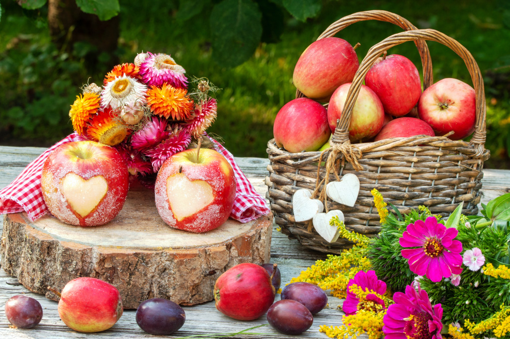Rustic Still Life with Red Apples jigsaw puzzle in Fruits & Veggies puzzles on TheJigsawPuzzles.com