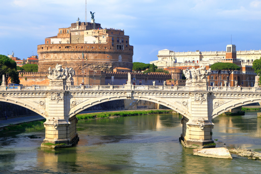 Ponte Sant'Angelo Ponte and the Castle, Rome, Italy jigsaw puzzle in Bridges puzzles on TheJigsawPuzzles.com