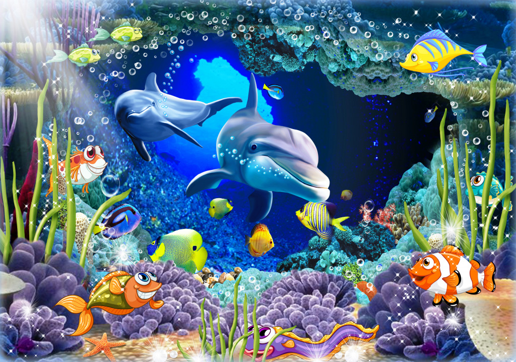 Colorful Tropical Fish in a Marine Reef Aquarium jigsaw puzzle in Under the Sea puzzles on TheJigsawPuzzles.com