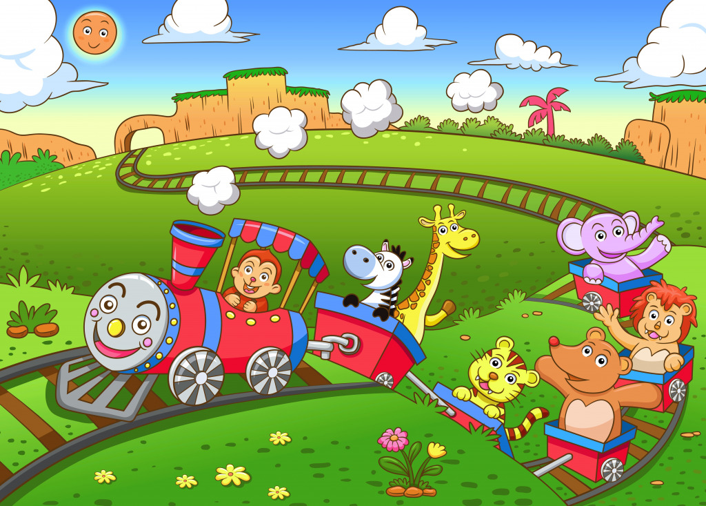 Cute Animals on the Train jigsaw puzzle in Kids Puzzles puzzles on TheJigsawPuzzles.com