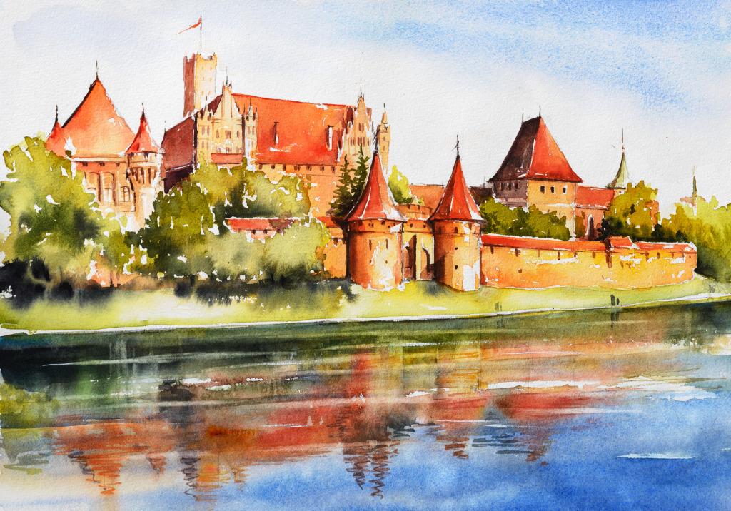 Castelo da Ordem Teutônica em Malbork, Polônia jigsaw puzzle in Castelos puzzles on TheJigsawPuzzles.com