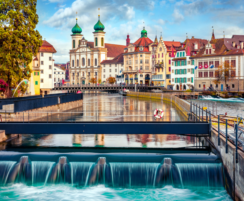 Jesuit Church in Lucerne, Switzerland jigsaw puzzle in Waterfalls puzzles on TheJigsawPuzzles.com