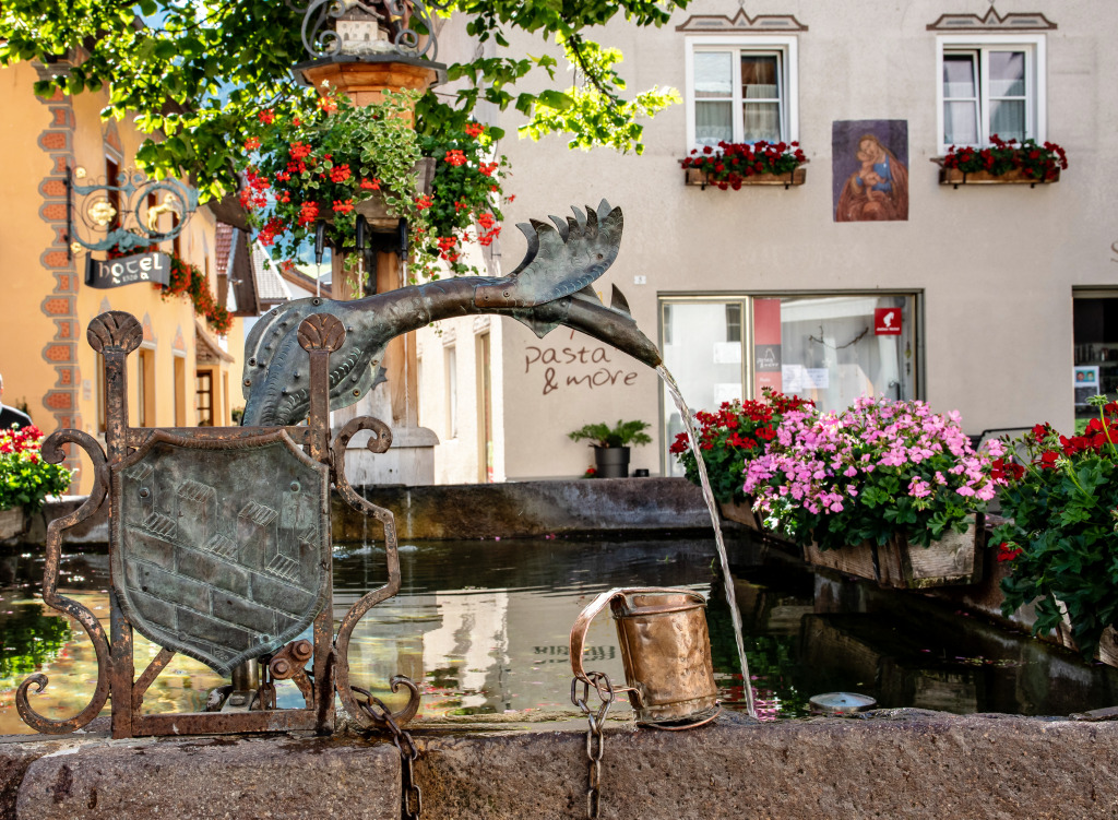 Drinking Fountain in Castelrotto, Italy jigsaw puzzle in Waterfalls puzzles on TheJigsawPuzzles.com
