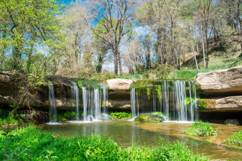 Waterfall in the Countryside, Catalonia, Spain jigsaw puzzle in Waterfalls puzzles on TheJigsawPuzzles.com