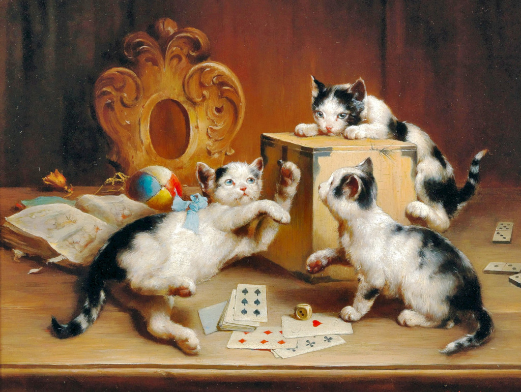 Playful Kittens jigsaw puzzle in Piece of Art puzzles on TheJigsawPuzzles.com