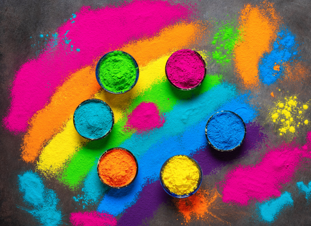 Colored Powders at Traditional Holi Festival jigsaw puzzle in Macro puzzles on TheJigsawPuzzles.com