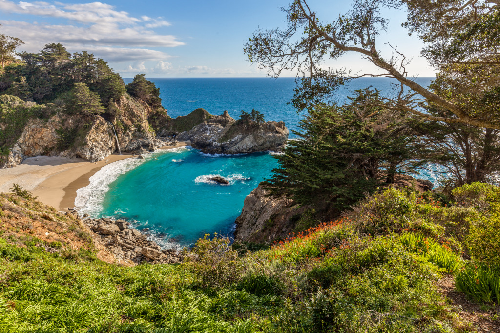 McWay Falls, Big Sur, California jigsaw puzzle in Waterfalls puzzles on TheJigsawPuzzles.com