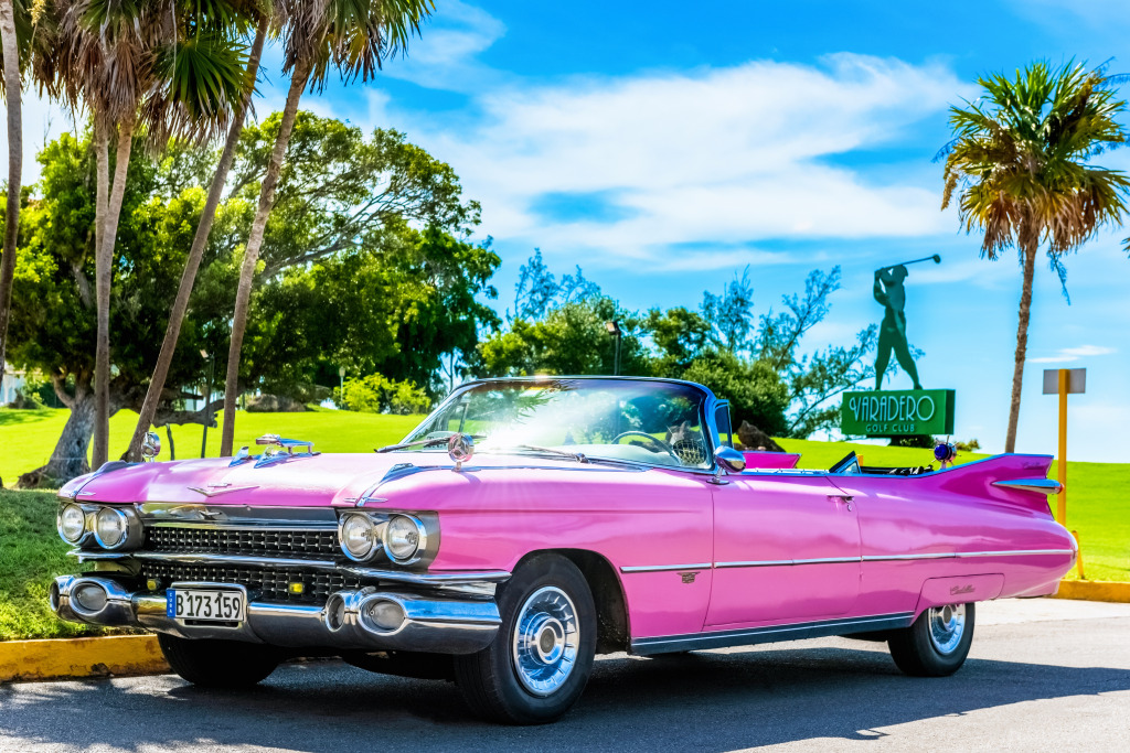 1959 Cadillac De Ville Convertible in Varadero, Cuba jigsaw puzzle in Puzzle of the Day puzzles on TheJigsawPuzzles.com
