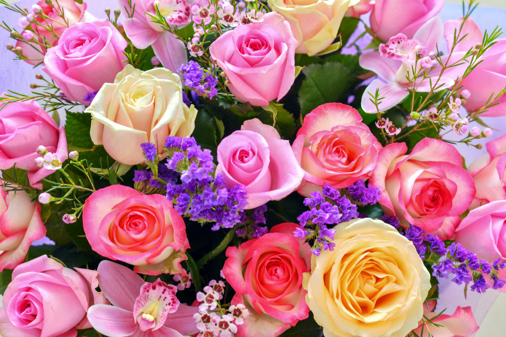 Flower Arrangement with Roses jigsaw puzzle in Flowers puzzles on TheJigsawPuzzles.com