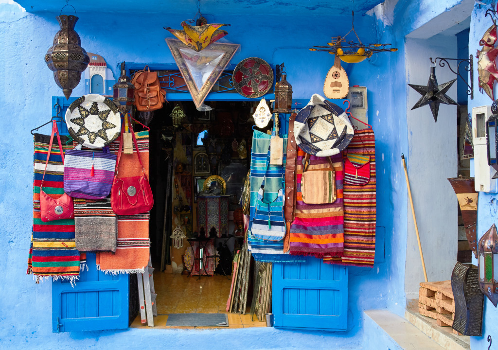 Gift Shop in Chefchaouen, Marocco jigsaw puzzle in Handmade puzzles on TheJigsawPuzzles.com