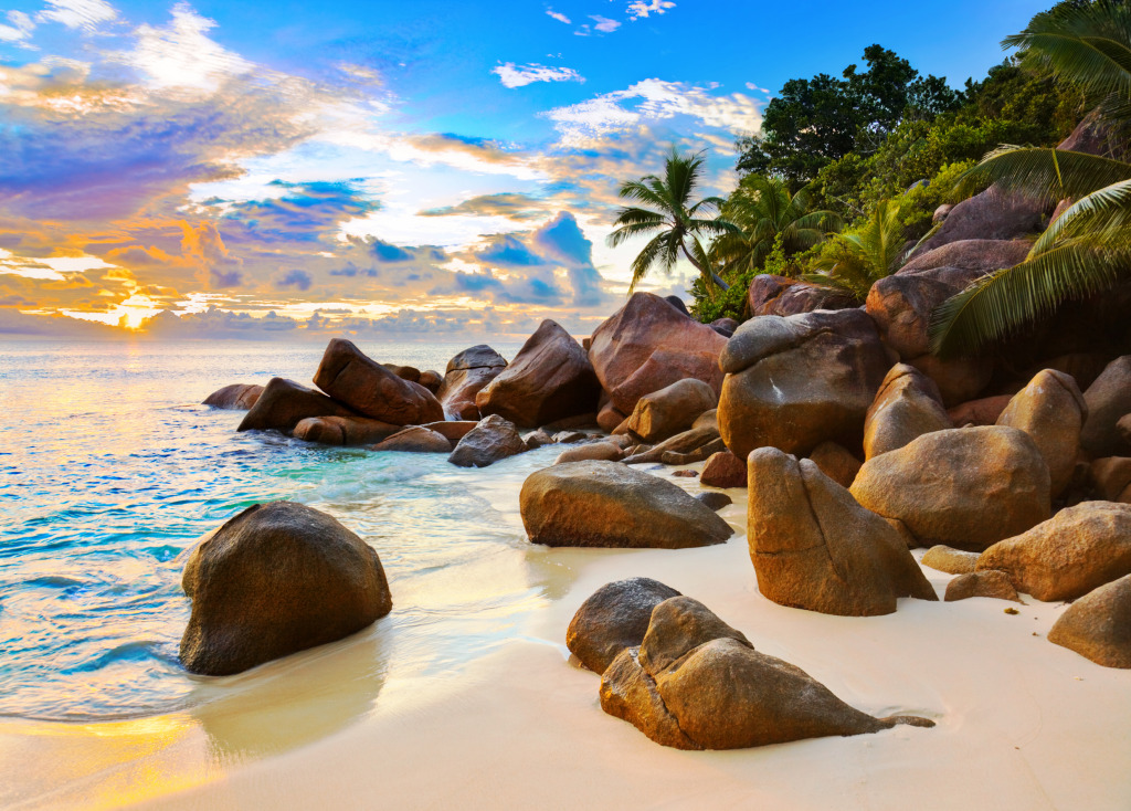 Tropical Beach at Sunset jigsaw puzzle in Great Sightings puzzles on TheJigsawPuzzles.com