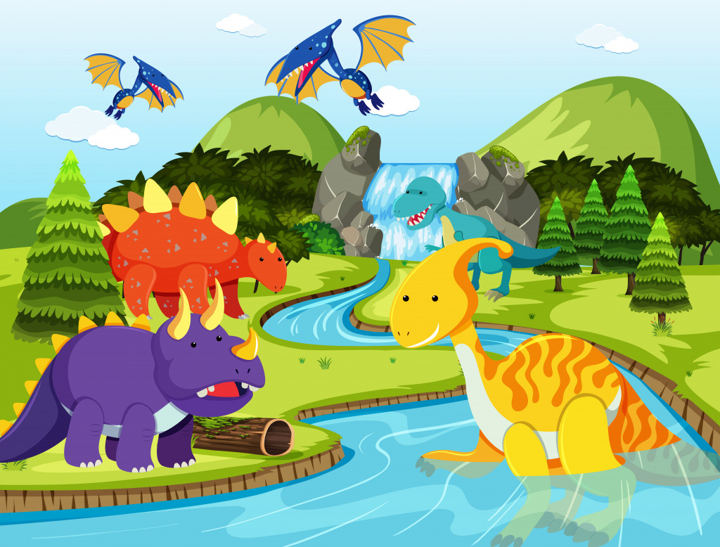 Monde des dinosaures jigsaw puzzle in Chutes d'eau puzzles on TheJigsawPuzzles.com