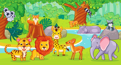 Cartoon Animals in the Jungle jigsaw puzzle in Animals puzzles on ...