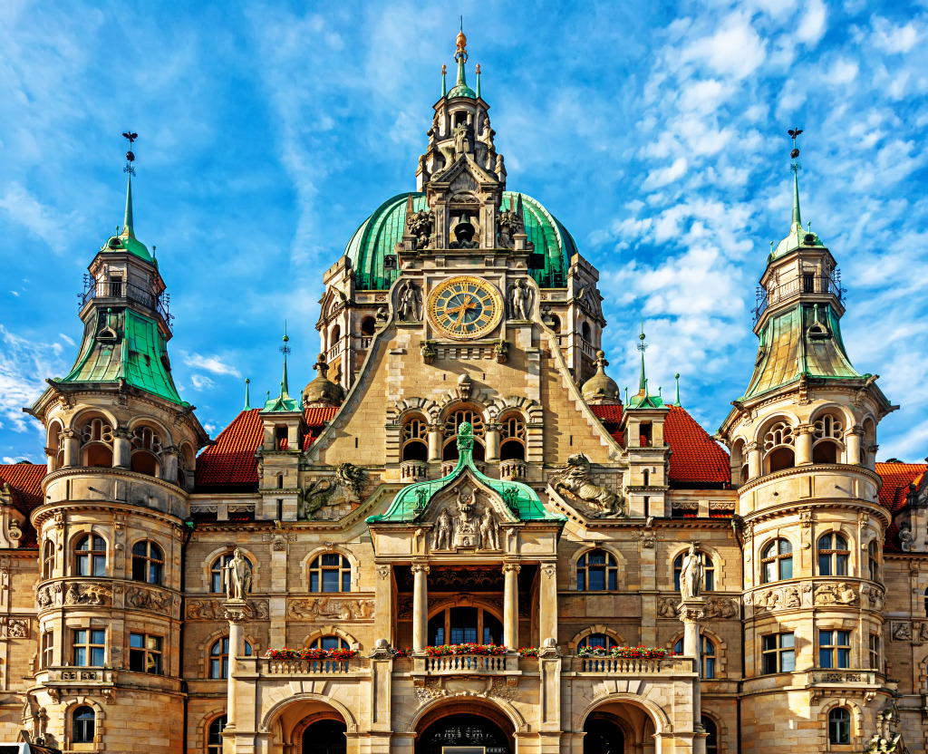 New Town Hall in Hanover City, Germany jigsaw puzzle in Castles puzzles on TheJigsawPuzzles.com