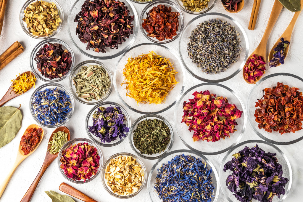 Variety of Herbal Tea jigsaw puzzle in Macro puzzles on TheJigsawPuzzles.com