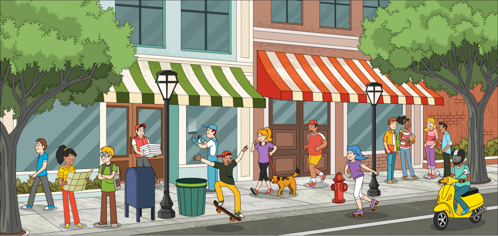 Street Scene jigsaw puzzle in Kids Puzzles puzzles on TheJigsawPuzzles.com
