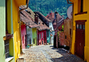 Colorful Street in Sighisoara, Romania