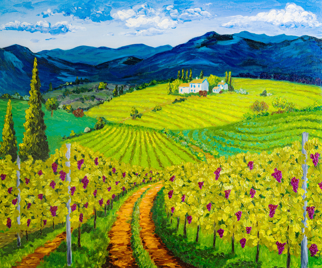 Виноградники и горы Тосканы в Италии jigsaw puzzle in Красивые пейзажи puzzles on TheJigsawPuzzles.com