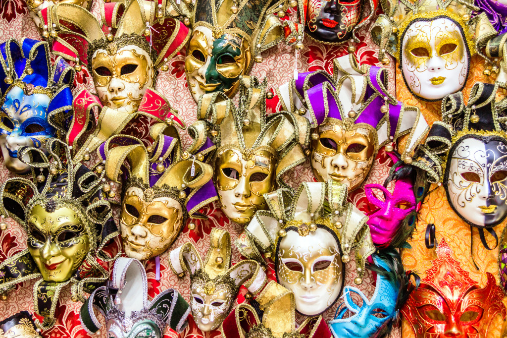 Lots of Venetian Masks jigsaw puzzle in Puzzle of the Day puzzles on TheJigsawPuzzles.com