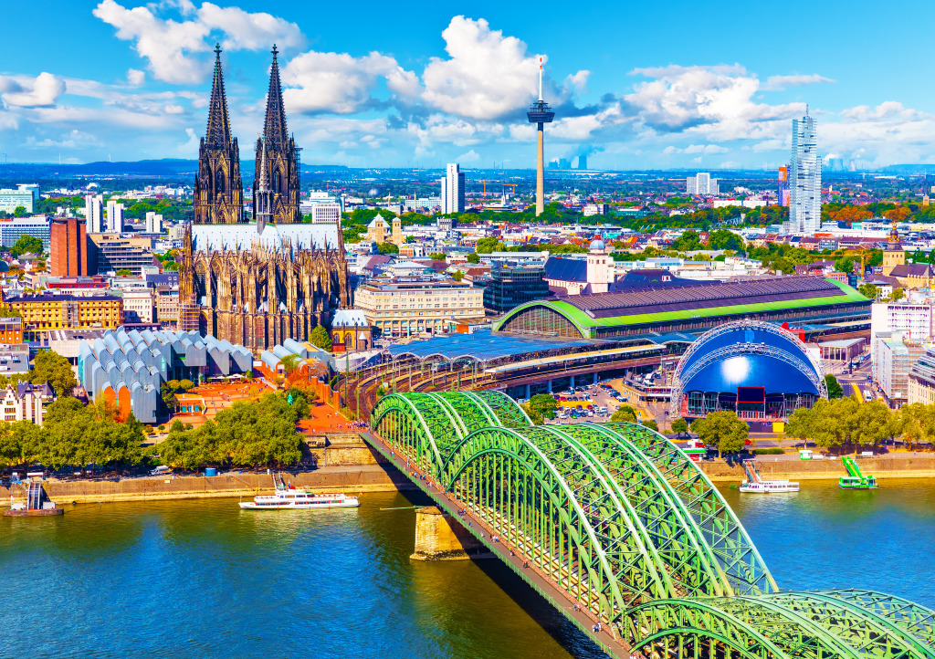 Pont ferroviaire Hohenzollern, Cologne jigsaw puzzle in Ponts puzzles on TheJigsawPuzzles.com