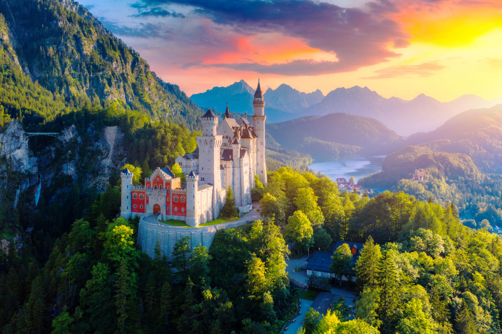 Aerial View of Neuschwanstein Castle jigsaw puzzle in Great Sightings puzzles on TheJigsawPuzzles.com