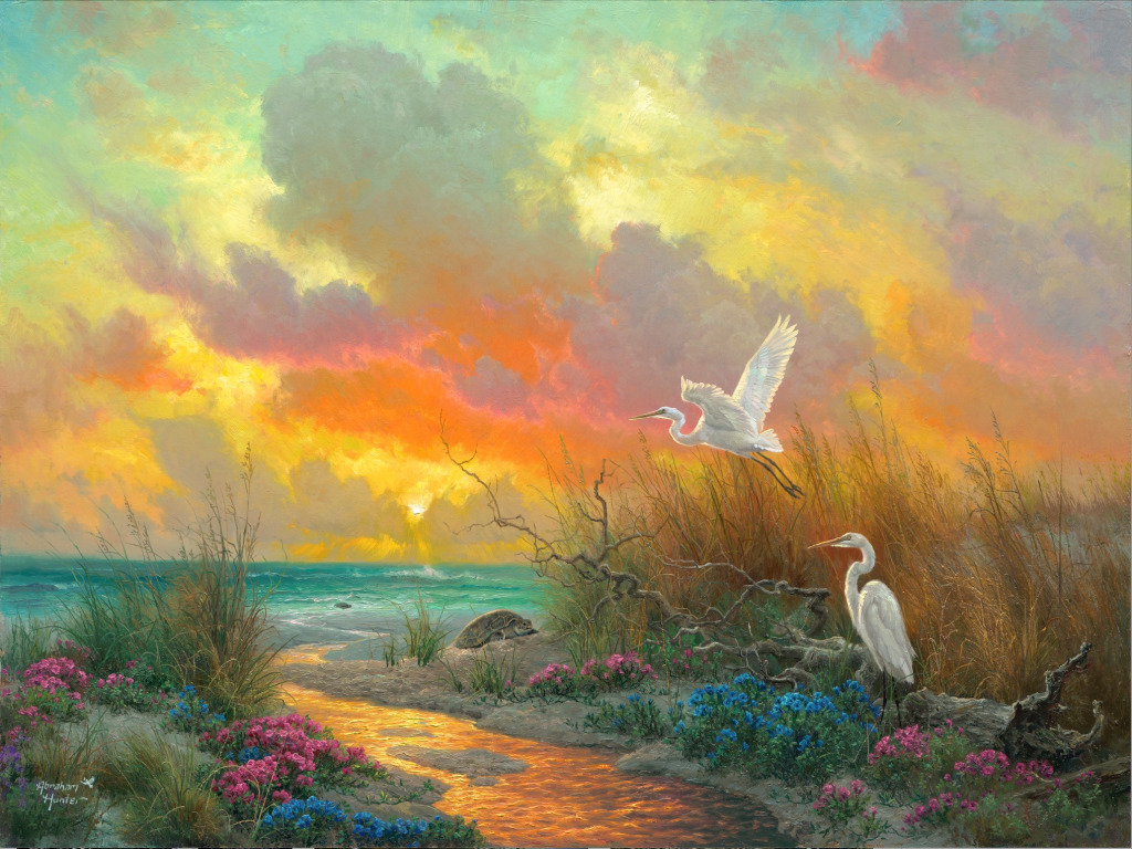 Egrets on Wing jigsaw puzzle in Ruth Brant puzzles on TheJigsawPuzzles.com