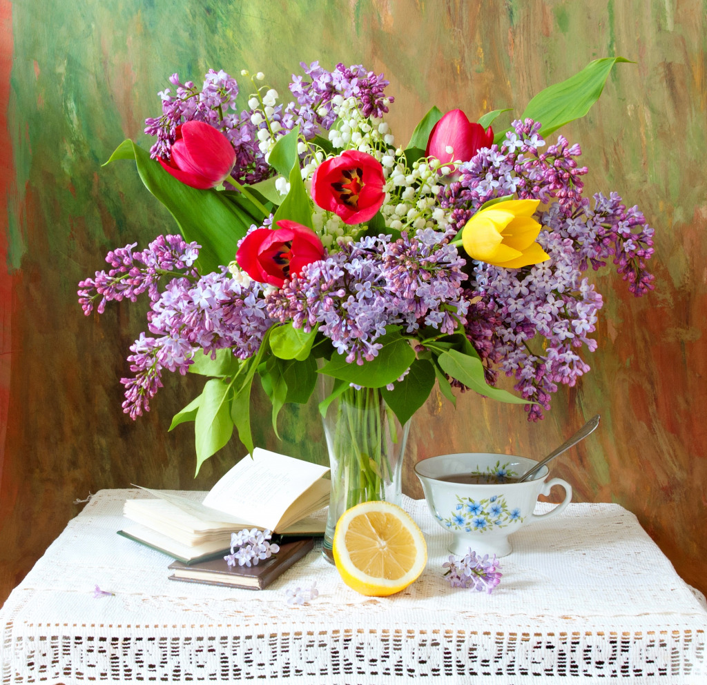Still Life with Flowers and Books jigsaw puzzle in Flowers puzzles on TheJigsawPuzzles.com