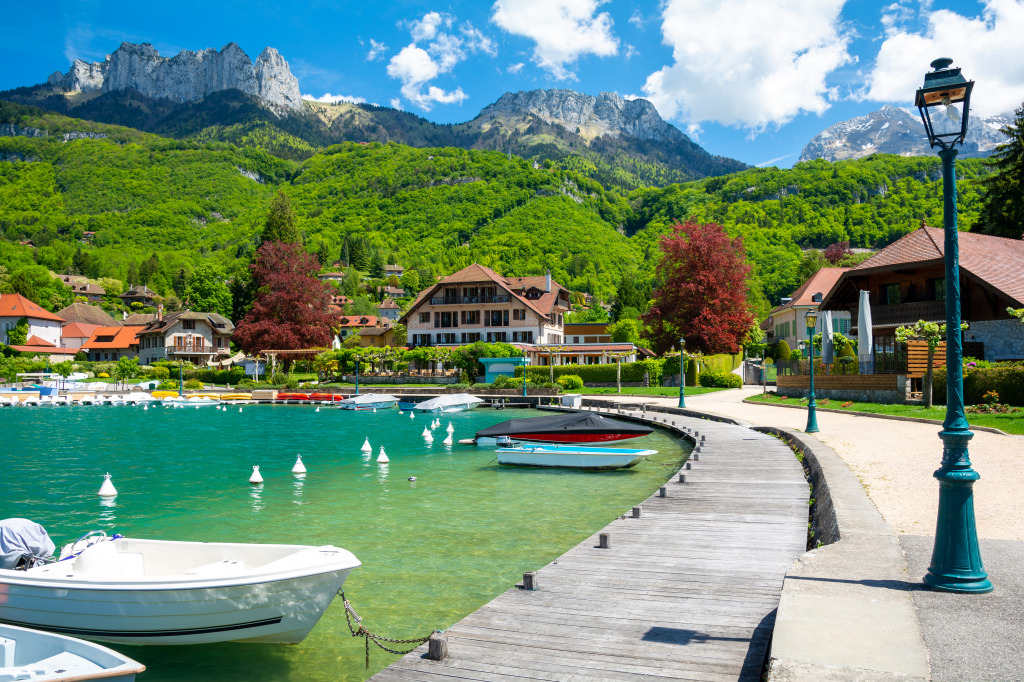 Town Talloires at Annecy Lake, France jigsaw puzzle in Great Sightings puzzles on TheJigsawPuzzles.com
