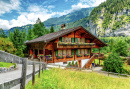 Typical Swiss House with Flowers