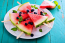 Watermelon Popsicles with Blueberries