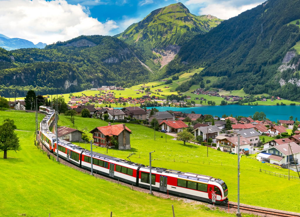 Electric Tourist Train, Switzerland jigsaw puzzle in Puzzle of the Day puzzles on TheJigsawPuzzles.com