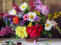 Bouquet of Garden Flowers on the Table