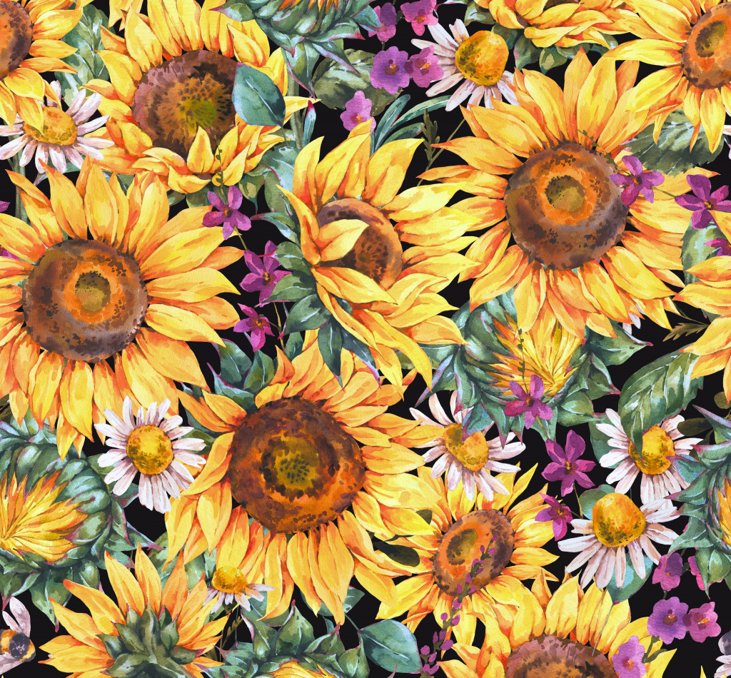 Watercolor Sunflowers jigsaw puzzle in Flowers puzzles on TheJigsawPuzzles.com