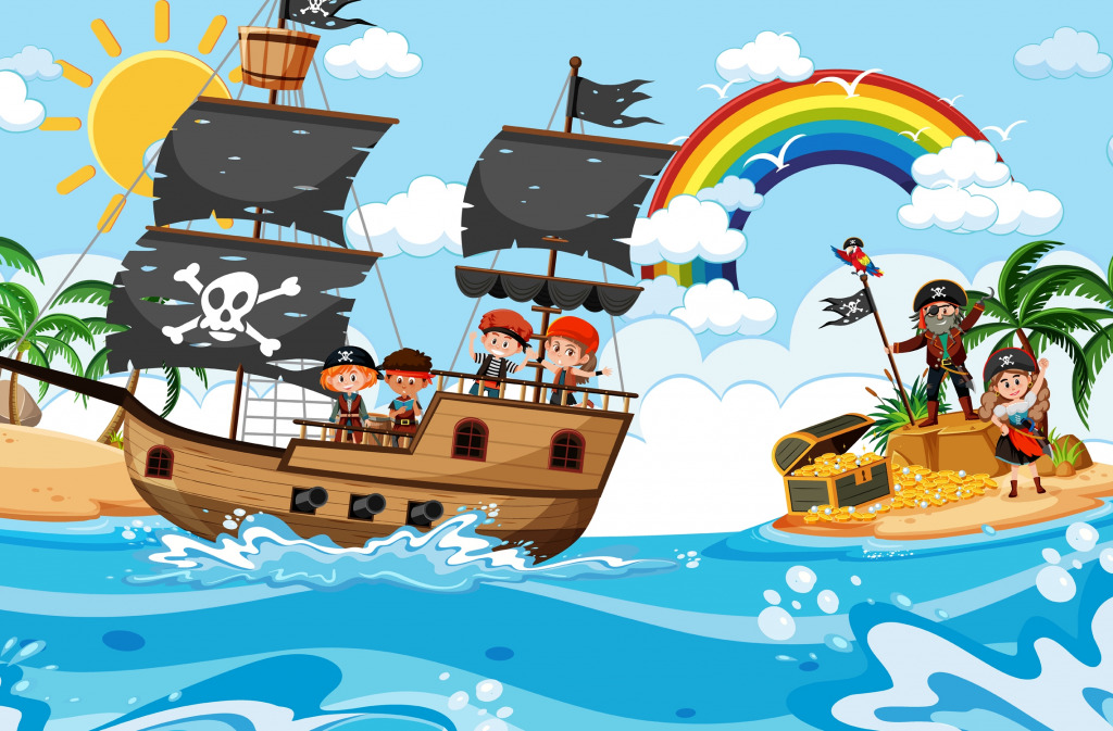 Дети-пираты на корабле jigsaw puzzle in Детские пазлы puzzles on TheJigsawPuzzles.com