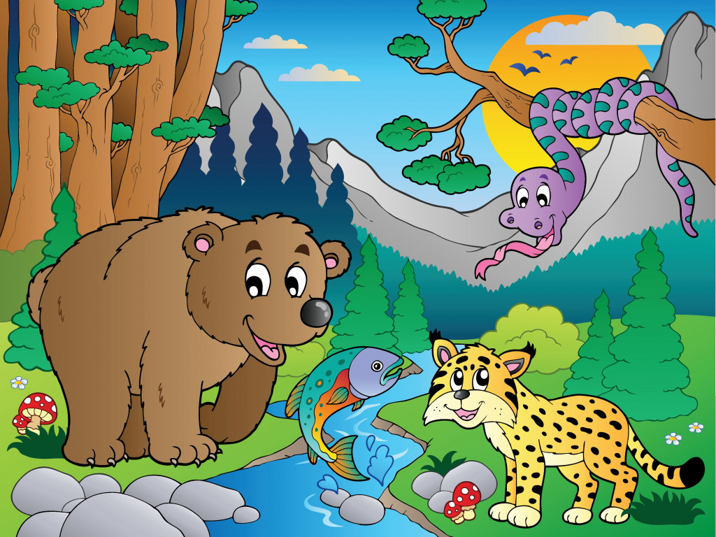 Cena da floresta com vários animais jigsaw puzzle in Animais puzzles on TheJigsawPuzzles.com