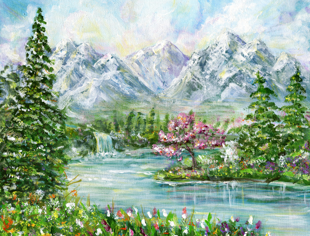 Spring Mountain Landscape jigsaw puzzle in Waterfalls puzzles on TheJigsawPuzzles.com