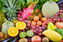 Arrangement of Tropical Fruits and Vegetables