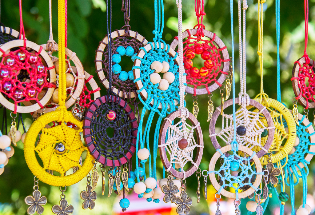Colorful Dreamcatchers jigsaw puzzle in Handmade puzzles on TheJigsawPuzzles.com
