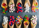 Assorted Sweets in Waffle Cones