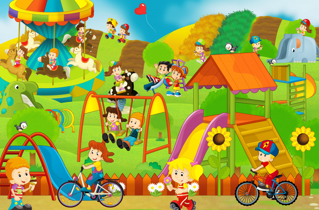 Children on the Playground jigsaw puzzle in Kids Puzzles puzzles on TheJigsawPuzzles.com