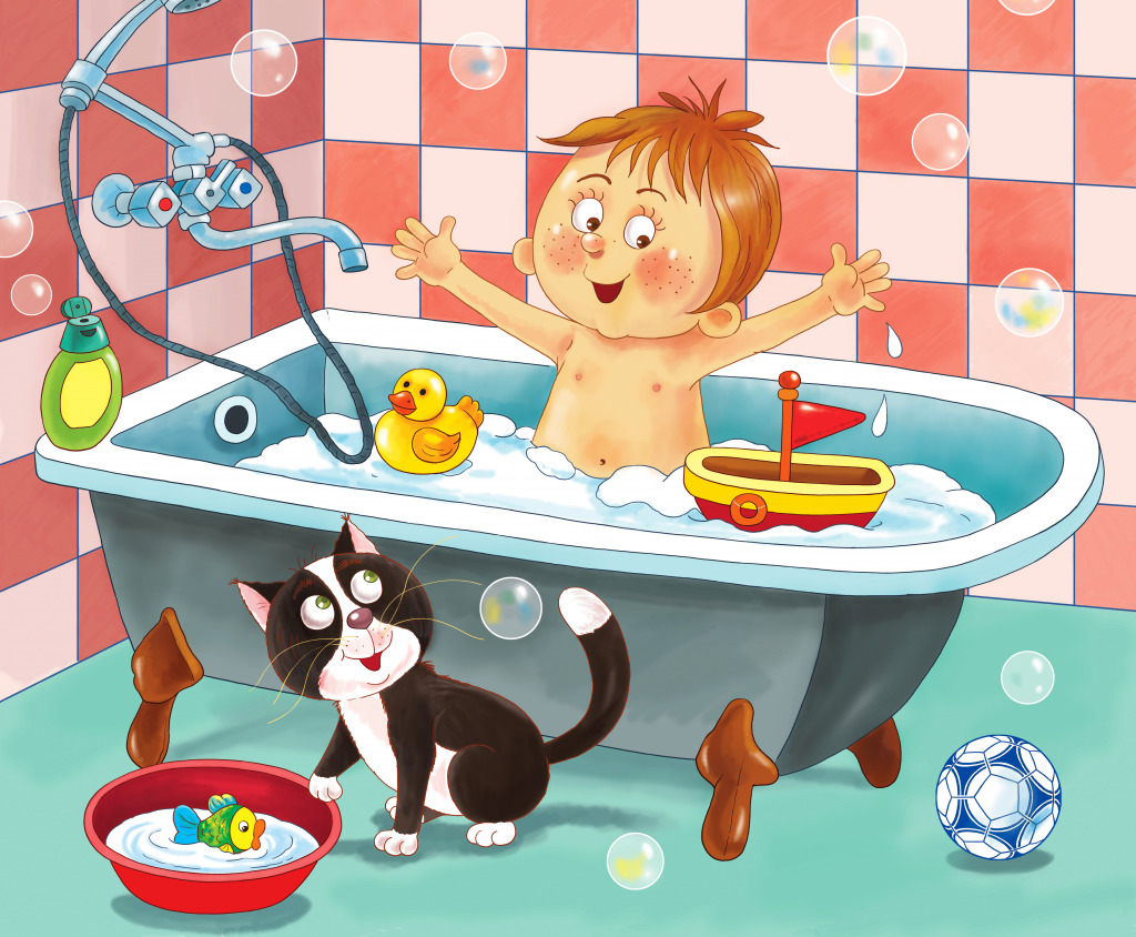 Taking a Bath jigsaw puzzle in Kids Puzzles puzzles on TheJigsawPuzzles.com