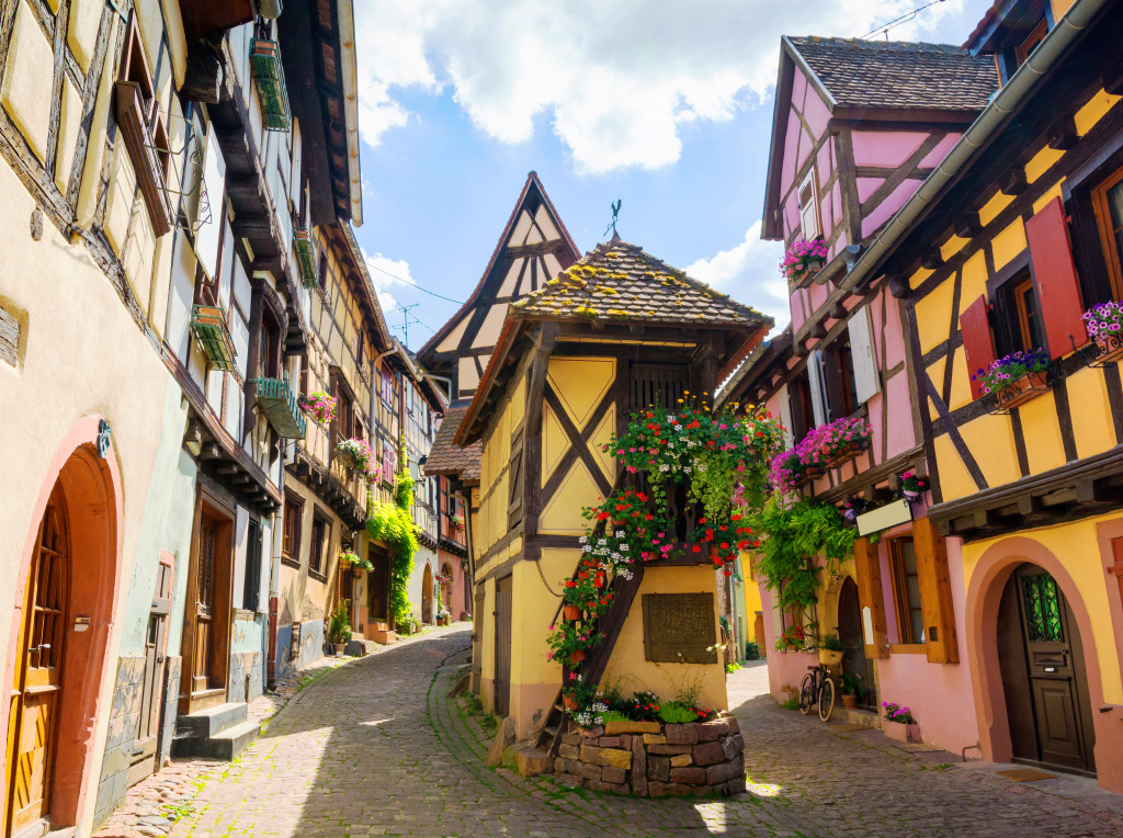 Medieval Village Eguisheim In Alsace, France jigsaw puzzle in Puzzle of the Day puzzles on TheJigsawPuzzles.com