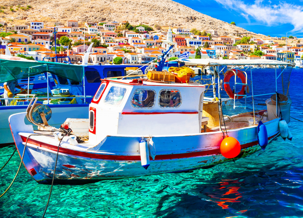 Boats and Colorful Houses in a Fishing Village jigsaw puzzle in Puzzle of the Day puzzles on TheJigsawPuzzles.com