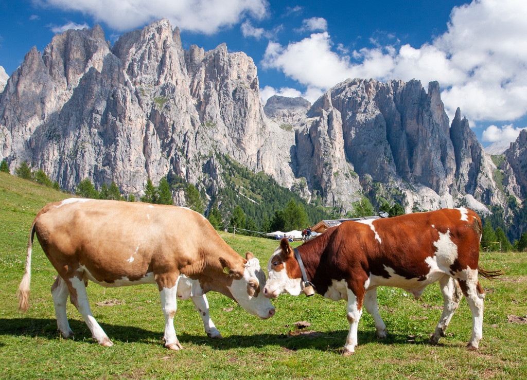 Cows Grazing in the Dolomites jigsaw puzzle in Animals puzzles on TheJigsawPuzzles.com